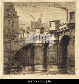 Le Pont Neuf, Parigi. Data: 1853. Medium: incisione sul libro verde. Museo: National Gallery of Art di Washington DC. Autore: CHARLES MERYON. Foto Stock