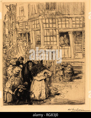 Il quartiere ebraico di Amsterdam. Medium: incisione su legno. Museo: National Gallery of Art di Washington DC. Autore: Auguste Lepere. LOUIS AUGUSTE LEPERE. Foto Stock