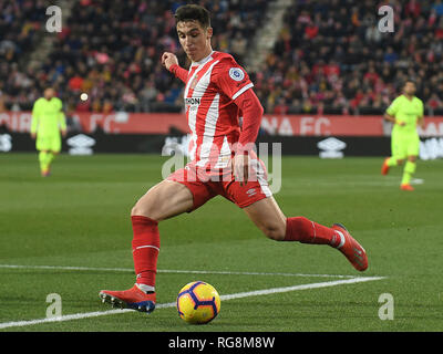 GIRONA, 27-01-2019. LaLiga 2018/ 2019, la data 21. Girona-Barcelona. Valery Fernandez durante il gioco Girona-Barcelona Foto Stock