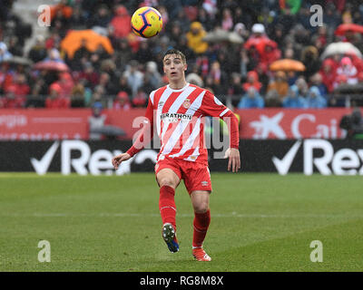 GIRONA, 27-01-2019. LaLiga 2018/ 2019, la data 21. Girona-Barcelona. Valery Fernandez durante il gioco Girona-Barcelona Foto Stock