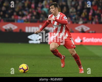 GIRONA, 27-01-2019. LaLiga 2018/ 2019, la data 21. Girona-Barcelona. Valery Fernandez durante il gioco Girona-Barcelona Foto Stock