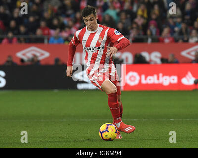 GIRONA, 27-01-2019. LaLiga 2018/ 2019, la data 21. Girona-Barcelona. Valery Fernandez durante il gioco Girona-Barcelona Foto Stock