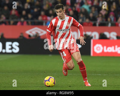 GIRONA, 27-01-2019. LaLiga 2018/ 2019, la data 21. Girona-Barcelona. Valery Fernandez durante il gioco Girona-Barcelona Foto Stock