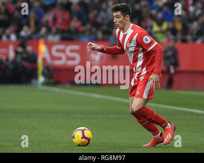 GIRONA, 27-01-2019. LaLiga 2018/ 2019, la data 21. Girona-Barcelona. Valery Fernandez durante il gioco Girona-Barcelona Foto Stock