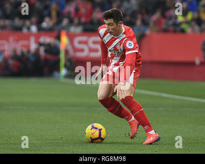 GIRONA, 27-01-2019. LaLiga 2018/ 2019, la data 21. Girona-Barcelona. Valery Fernandez durante il gioco Girona-Barcelona Foto Stock