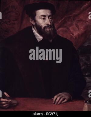 CARLOS I (V DE ALEMANIA) REY DE ESPAÑA. 1500-1585 OLEO DE RUBENS COPIA DE TIZIANO.(DETALLE) PALACIO DE LIRIA. MADRID. Autore: RUBENS, Pedro Pablo (1577-1640). Foto Stock