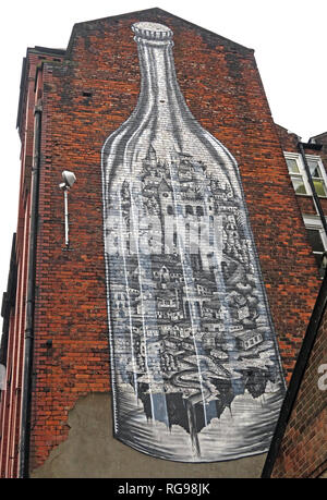 Esher arte bottiglia, Cross Keys St, Manchester NQ4, North West England, Regno Unito, M4 5ET Foto Stock