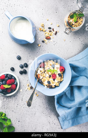 Oat granola con frutti di bosco e yogurt Foto Stock