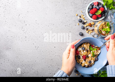 Oat granola con frutti di bosco e yogurt Foto Stock