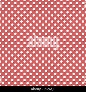 White pois su sfondo rosso - moderno vettore senza giunture ornamento design. Illustrazione Vettoriale