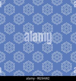 Arte Seamless pattern con i fiocchi di neve su blu Illustrazione Vettoriale