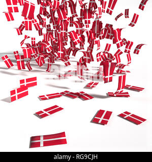 Molti volantini e bandiere di Danimarca e di celebrazione Foto Stock