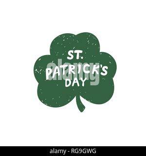 San Patrick s Day. In stile retrò emblemi foglia di trifoglio. La tipografia. Illustrazione Vettoriale. Illustrazione Vettoriale