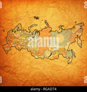 Emblema della regione di Kaliningrad sulla mappa con le divisioni amministrative e i confini della Russia Foto Stock