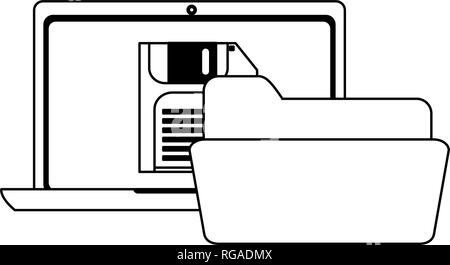 Business e Office elementi in bianco e nero Illustrazione Vettoriale