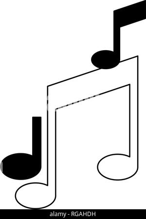 Note di musica di simboli in bianco e nero Illustrazione Vettoriale