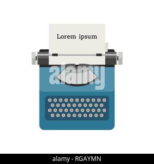 Macchina da scrivere icona piatta Illustrazione Vettoriale