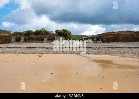 Seascape vicino Biville sulla costa della Manica in Normady. Manche, Cotentin, Cap de la Hague, Francia Foto Stock