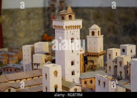 Modello delle torri medievali di San Gimignano, Toscana, Italia Foto Stock