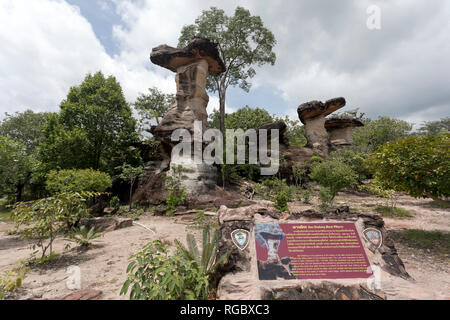 Thailandia, Ubon Ratchathani, Pha Taem National Park, formazione di roccia Sao Chaliang Foto Stock