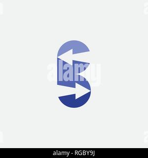 Lettera b con le frecce blu simbolo del logo design Illustrazione Vettoriale