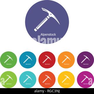 Piccone set di icone a colori del vettore Illustrazione Vettoriale