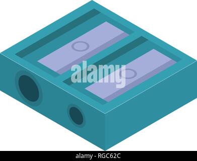 Verde doppia icona affilatrice, stile isometrico Illustrazione Vettoriale