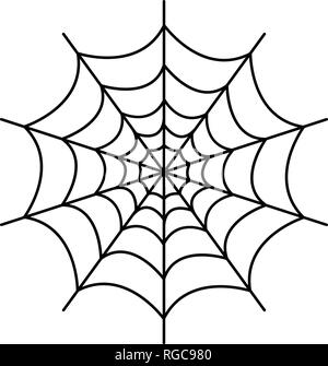 Simmetrici spider web icona, stile contorno Illustrazione Vettoriale