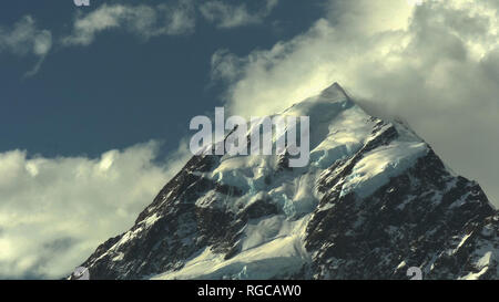 Chiusura del Mt Cook dall'eremo in Nuova Zelanda Foto Stock