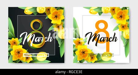 Banner per la International Womens Day. Vendita banner, carta sconti. Il 8 marzo. Illustrazione Vettoriale Illustrazione Vettoriale