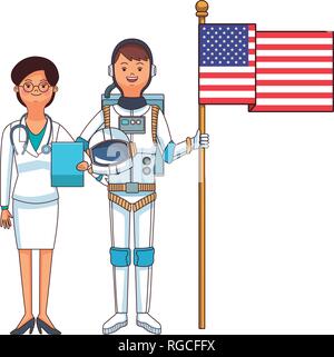 American Labor Day cartoon Illustrazione Vettoriale