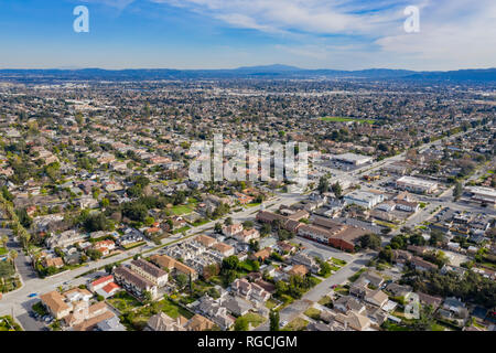 Vista aerea del tempio City, Arcadia area nella Contea di Los Angeles, California Foto Stock