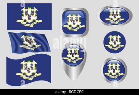 Bandiera del Connecticut Illustrazione Vettoriale