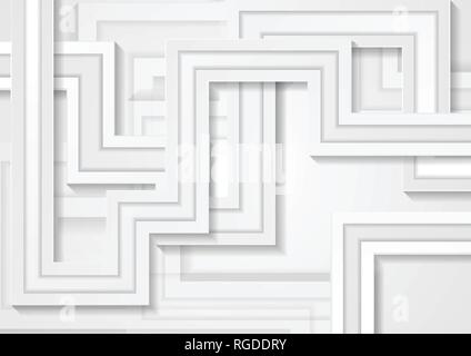 Il bianco e il grigio tech geometrica astratta sfondo. Il minimo di corporate design vettoriali Illustrazione Vettoriale
