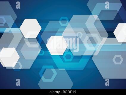 Blu e bianco tech astratto sfondo vettoriale Illustrazione Vettoriale