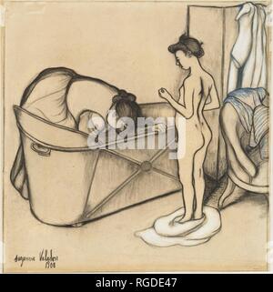 Prima che la vasca da bagno. Artista: Suzanne Valadon (francese, Bessines sur Gartempe 1865-1938 Paris). Dimensioni: 11 7/8 x 11 3/4 in. (30,2 x 29,8 cm). Data: 1908. Museo: Metropolitan Museum of Art di New York, Stati Uniti d'America. Foto Stock