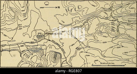 . Bollettino della Geological Society of America. La geologia. 366 H. L. FAIRCHILD laghi glaciali DI NEW YORK occidentale. salita di una altezza totale di 1.500 o 1.800 piedi sopra la marea. La stretta valle conserva quasi il livello del lago per 3 miglia a sud dalla testa del lago, o a l'Avana, dove iniziano i cordoni morenici e colline di ghiaia che continua con sempre maggiore altitudine per 8 miglia a valle del pino. Da qui la valle si allarga in una pianura con ma un piccolo cambiamento di livello per 5 miglia, a Horseheads, e con un calo di solo 40 piedi nel prossimo a 6 miglia per l'alluvione e livello del fiume Chemung a Elmira. Fr Foto Stock