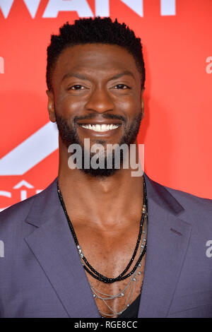 Los Angeles, Stati Uniti d'America. 28 gen, 2019. LOS ANGELES, CA. 28 gennaio 2019: Aldis Hodge ha a noi premiere di " ciò che gli uomini vogliono!' al Regency Village Theatre, Westwood. Credito Foto: Paul Smith/Alamy Live News Foto Stock