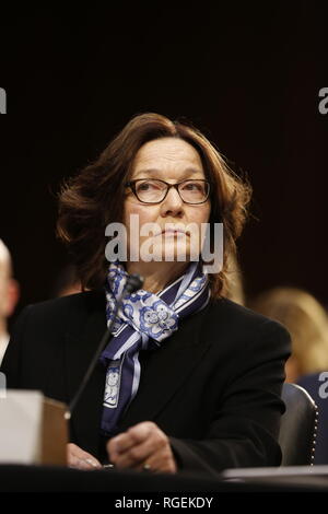 Washington DC, Stati Uniti d'America. Il 29 gennaio, 2019. Regista Gina Haspel, Central Intelligence Agency (CIA) testimonia davanti al Senato degli Stati Uniti di Comitato di selezione sulla Intelligence durante un' audizione aperta su "minacce a livello mondiale' sulla Capitol Hill. Credito: Martin H. Simon/CNP /MediaPunch Credito: MediaPunch Inc/Alamy Live News Foto Stock