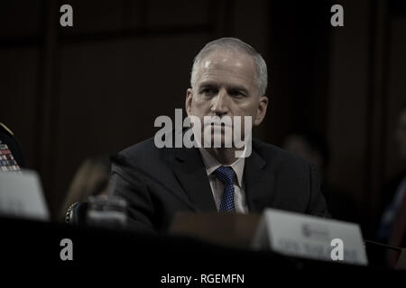 Washington, Distretto di Columbia, Stati Uniti d'America. 29 gen, 2019. National Geospatial-Intelligence Agency regista Robert CARDILLO testimonia davanti al Senato audizione di Intelligence sulle minacce a livello mondiale nel 2019 Credit: Douglas Christian/ZUMA filo/Alamy Live News Foto Stock