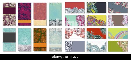 La raccolta di fiori colorati ornamentali scheda aziendale Illustrazione Vettoriale
