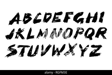 Spazzola a pennello Font ABC Design Grunge Texture di emergenza Illustrazione Vettoriale