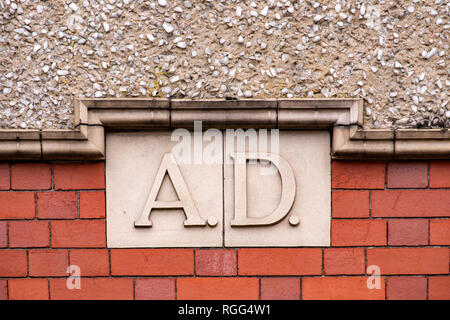 A.D. Anno Domini su un edificio UK Foto Stock