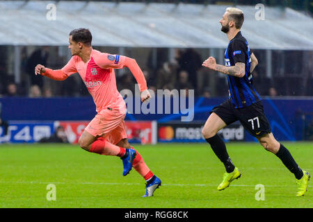 Milano - Novembre 6, 2018: Philippe Coutinho 7. FC Internazionale - FC Barcellona. La UEFA Champions League. Giornata 4. Giuseppe Meazza (San Siro) Stadium. Foto Stock