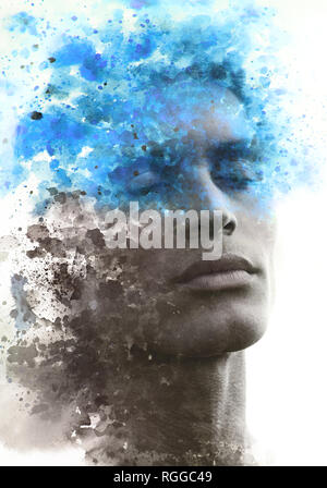 Paintography. Fotografia di Ritratto si fonde con lavori artistici originali Foto Stock