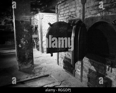 Interno del crematorio, concentrazione di Auschwitz e lo sterminio camp, Oswiecim, Polonia Foto Stock