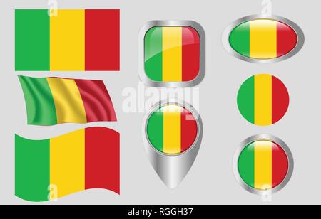 Bandiera del Mali Illustrazione Vettoriale