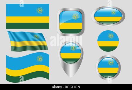 Bandiera del Ruanda Illustrazione Vettoriale