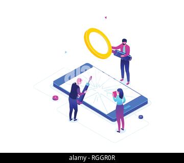 Mobile di servizio di riparazione - moderno colorato isometrica illustrazione vettoriale Illustrazione Vettoriale