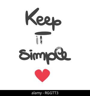 Carino disegnato a mano scritte mantenerlo semplice vettore testo scheda con cuore Illustrazione Vettoriale